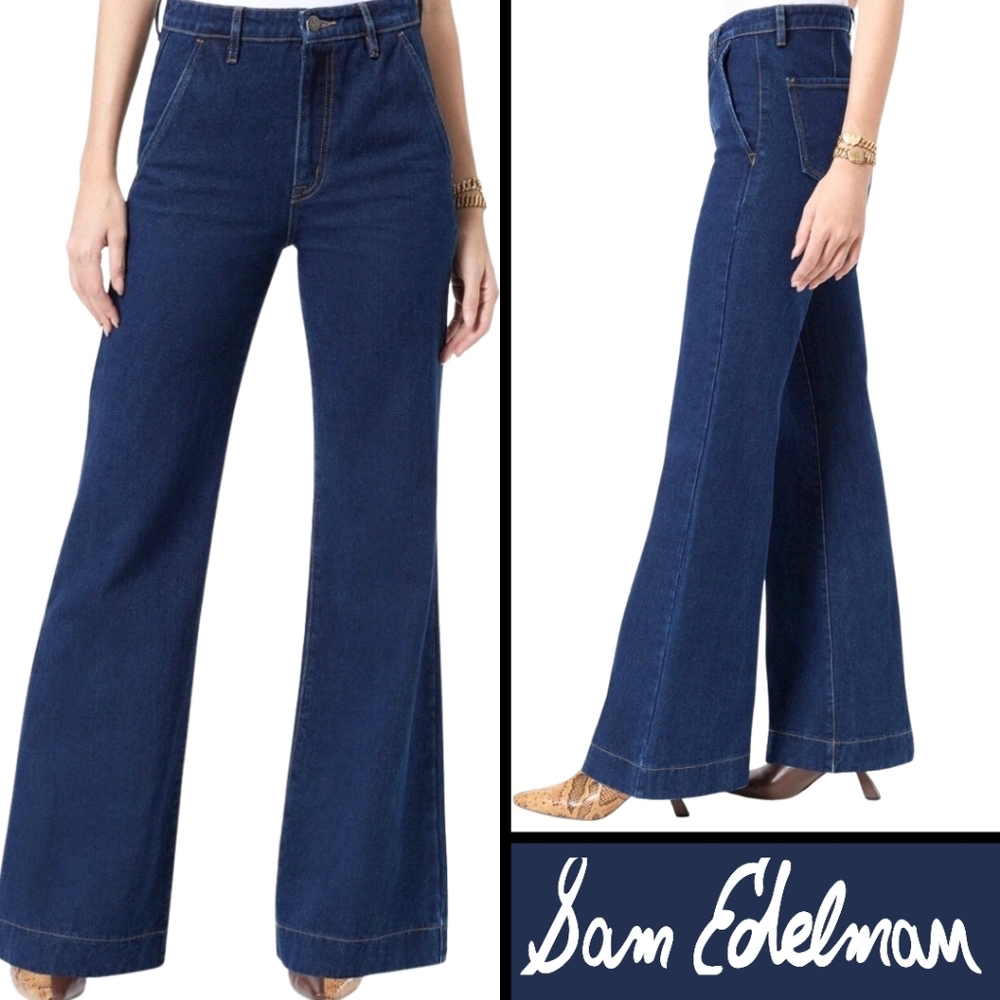Sam Edelman Dark Blue Flare & Wide Leg Jeans